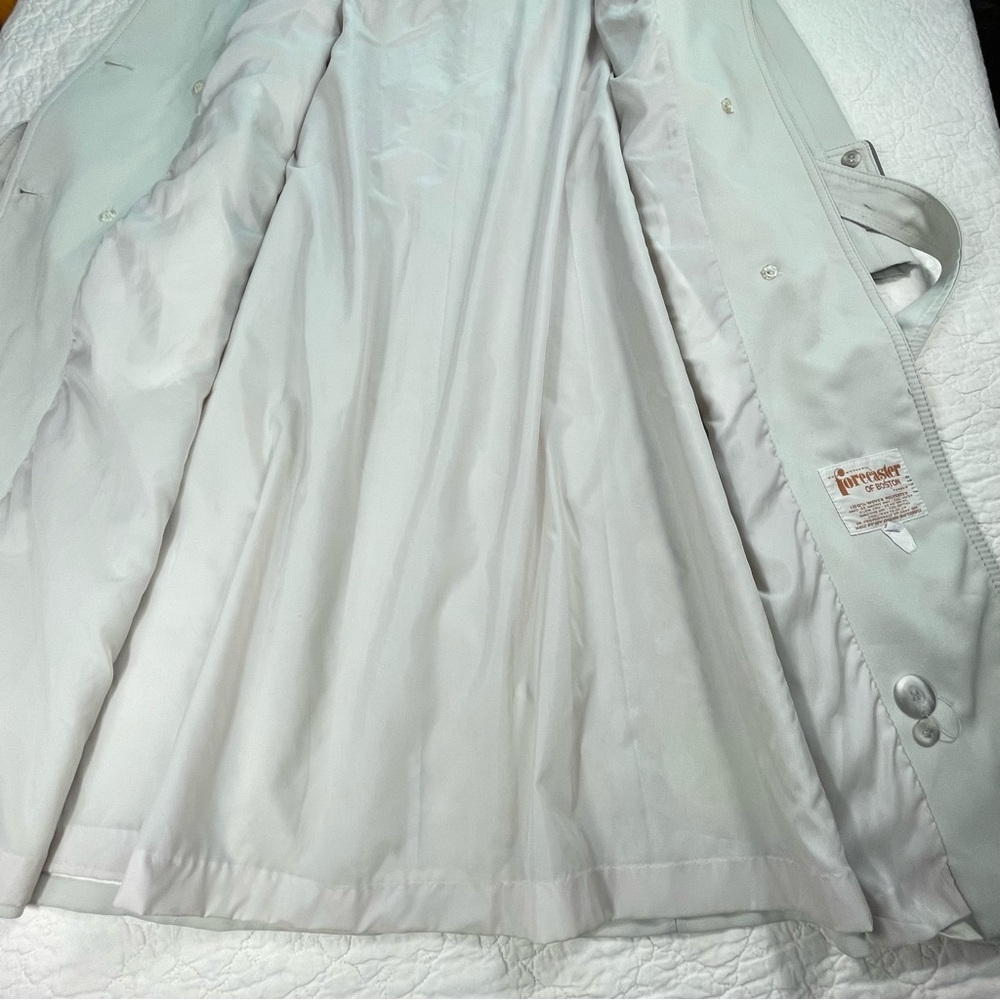 🔥Vintage Forecaster Of Boston Double Breasted Pale Gray Midi Length Trench Coat - Picture 12 of 15